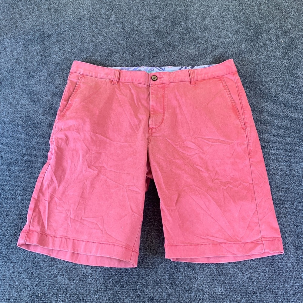 Tommy Bahama Chino Shorts Mens 36 Salmon Pink Cotton Stretch Flat Front Pockets